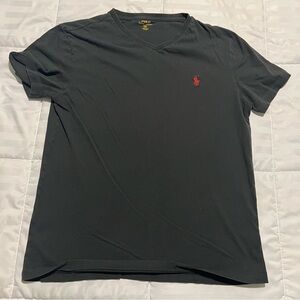 Dark grey polo v-neck t-shirt, size small